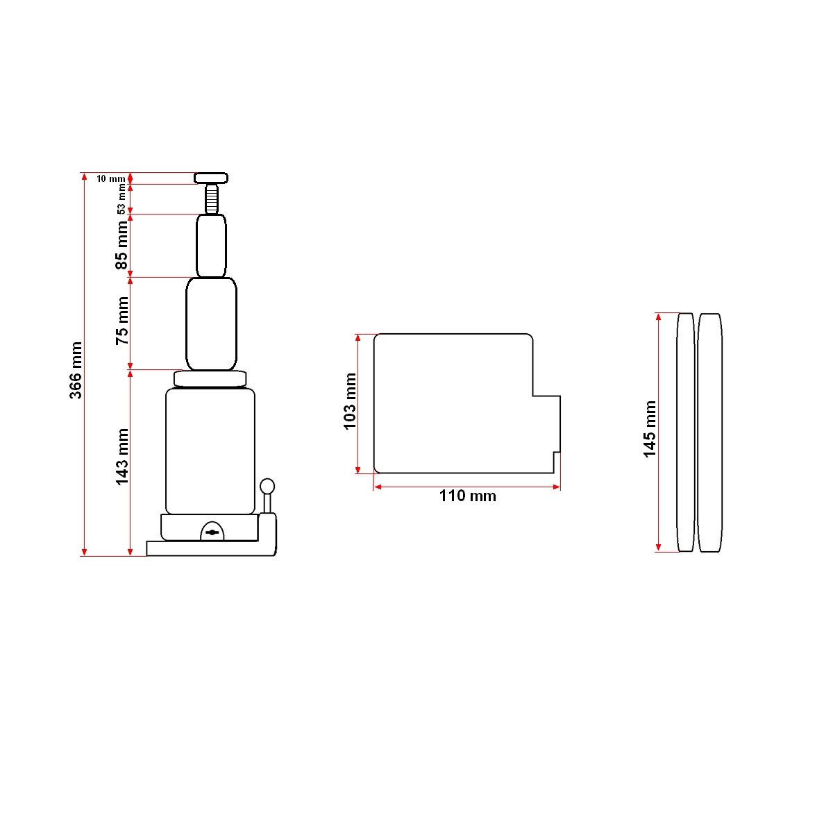 Cric hidraulic cu piston dublu 3 tone 153mm